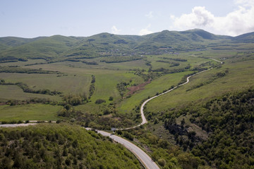 Bird's-eye view of Crimean landscape. Crimea, Ukraine