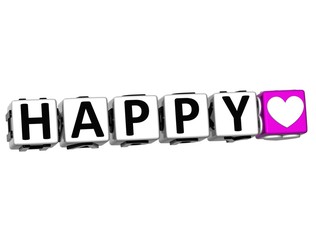 Fototapeta premium 3D Love Happy Button Click Here Block Text