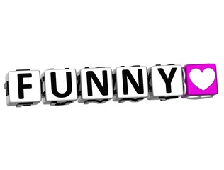 3D Love Funny Button Click Here Block Text