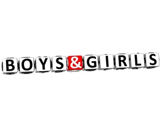 3D Boys And Girls Button Click Here Block Text
