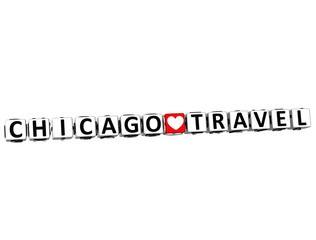 3D Chicago Love Travel Button Click Here Block Text
