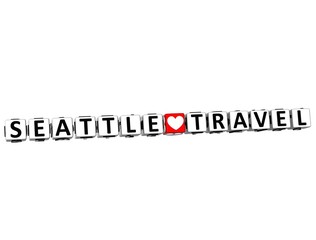3D Seattle Love Travel Button Click Here Block Text