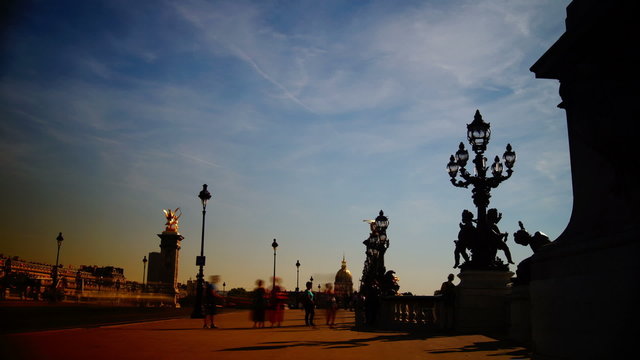 Scenes of Paris, views of the Alexander Bridge, time-lapse