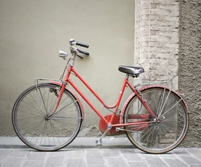 Fotobehang Red bicycle parking © vali_111