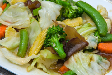 Broccoli salad with carrot and mushrooms