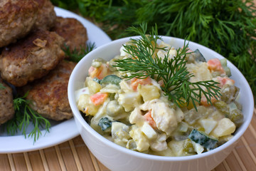 Russian traditional salad olivier