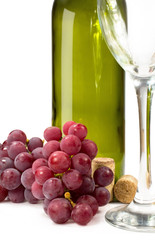 Fototapeta premium grape wine bottle and glass
