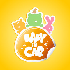 Baby in car stickers with funny animals