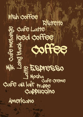 Fototapeta na wymiar Grunge Coffee - Kaffee - Tagcloud