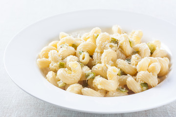 macaroni dish with zucchini and parmesan