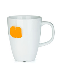 White tea cup with teabag