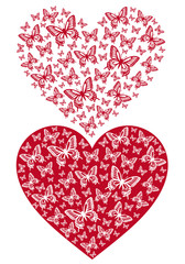 Naklejki  red butterfly heart, vector
