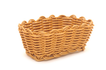 Empty wicker basket. Isolated over white