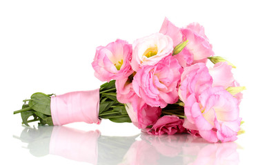 bouquet of eustoma flowers, isolated on white