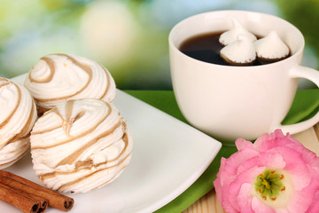 Air marshmallows on nature background