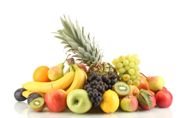 Obraz na płótnie Canvas Assortment of exotic fruits isolated on white