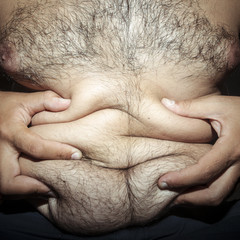 Fototapeta premium belly fat and hairy man