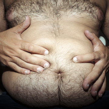 belly fat and hairy man
