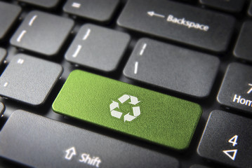Recycle keyboard key, environmental background - 44770165