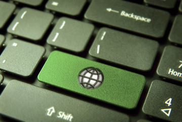 Go green keyboard key with globe icon, environment background - 44770167