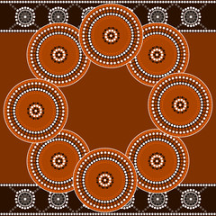 A illustration based on aboriginal style of dot painting depicti