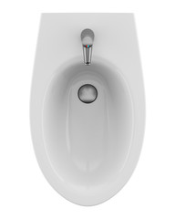 top view of ceramic bidet isolated on white background