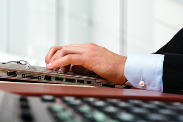 Worker using a laptop computer