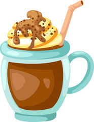 Cocoa with whipped cream cup vector