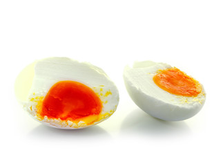 Shell boiled egg isolated on white background