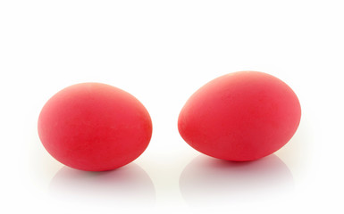 Duck egg preserved in potash or ammonia on white background