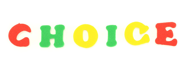 Inscription Choioge of English letters, isolated on white