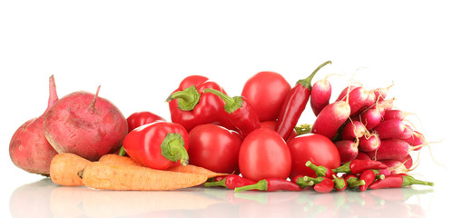 fresh red vegetables isolated on white