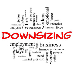 Downsizing Word Cloud Concept in red & black