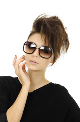 Close up hairstyle girl in sunglasses