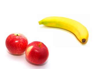 Banana and red apples