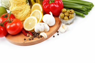 set fresh vegetables isolated on white background