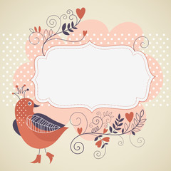 frame for your text with flowers and bird