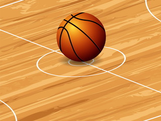 Basketball ball on court