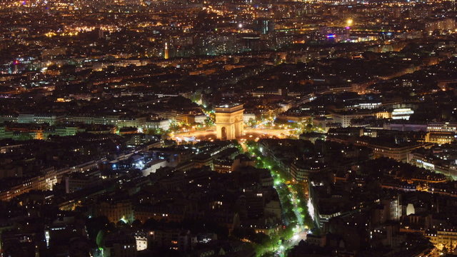 Etoile seen from Eiffel Tower, time-lapse night