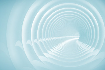 Abstract illustration with white bent spiral tunnel