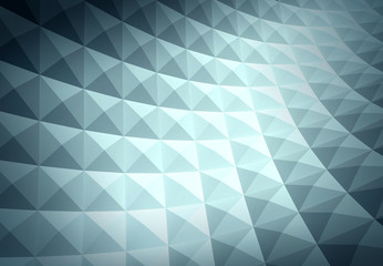 Obraz premium Blue shining bright square pyramidal cellular curved surface