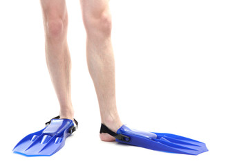 man legs in flippers isolated on white © Africa Studio