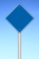 blue blank sign with blue sky