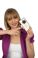 Woman holding a present