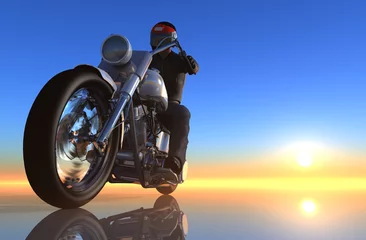 Photo sur Aluminium Moto Motocyclette sur un fond de miroir