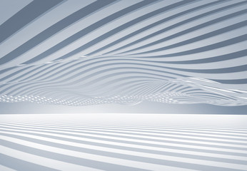 Naklejka premium Abstract blue 3d wave stripes background