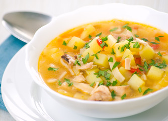 chicken soup with noodle and vegetables