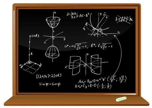 blackboard with geometric formulas