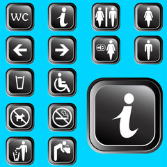 Restroom sign set on one color blue