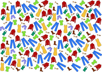 funny vector backdrop design with colorful clothes